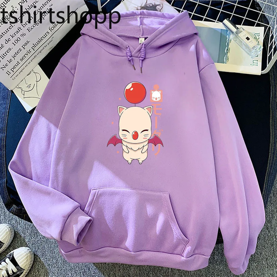 Мультфильм Moogle Kupo толстовки Аниме игра Свитшот Винтаж Мужчины Женщины финальная