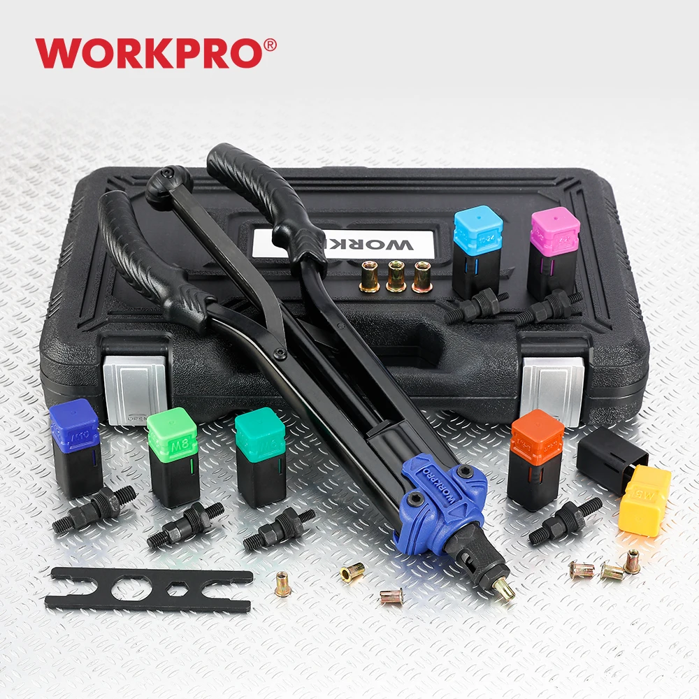 Ручной пистолет для заклепок WORKPRO, Клепальный Инструмент с вставной гайкой, многофункциональный пистолет для заклепок
Ручной пистолет для заклепок WORKPRO, Клепальный Инструмент с вставной гайкой, многофункциональный пистолет для заклепок
