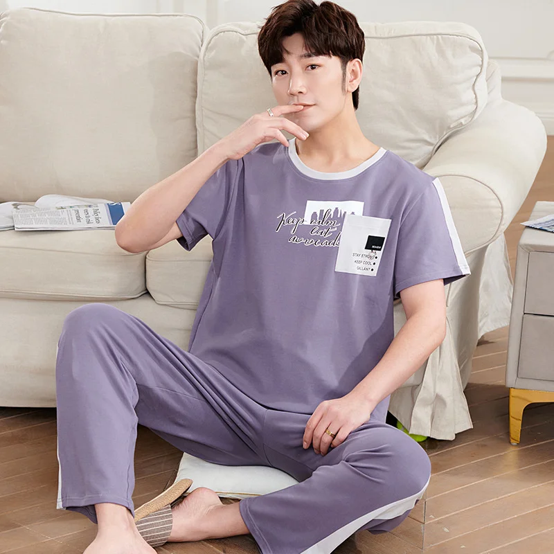 2021 New Men's Pajamas Cotton Short Sleeve Trousers Leisure Korean Home Wear Sportswear Youth Suit men pijama
2021 New Men's Pajamas Cotton Short Sleeve Trousers Leisure Korean Home Wear Sportswear Youth Suit men pijama