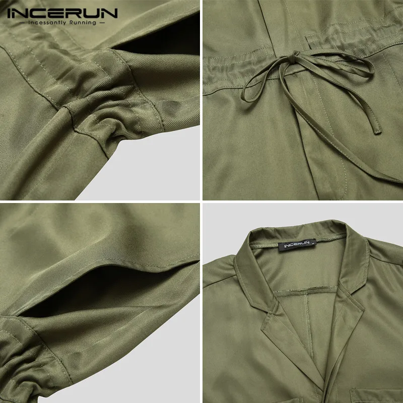 INCERUN Mens Vintage Drawstring Cargo Rompers Summer Short Sleeve Lapel Casual Shorts Joggers Mens Solid Color Jumpsuits S-5XL
INCERUN Mens Vintage Drawstring Cargo Rompers Summer Short Sleeve Lapel Casual Shorts Joggers Mens Solid Color Jumpsuits S-5XL