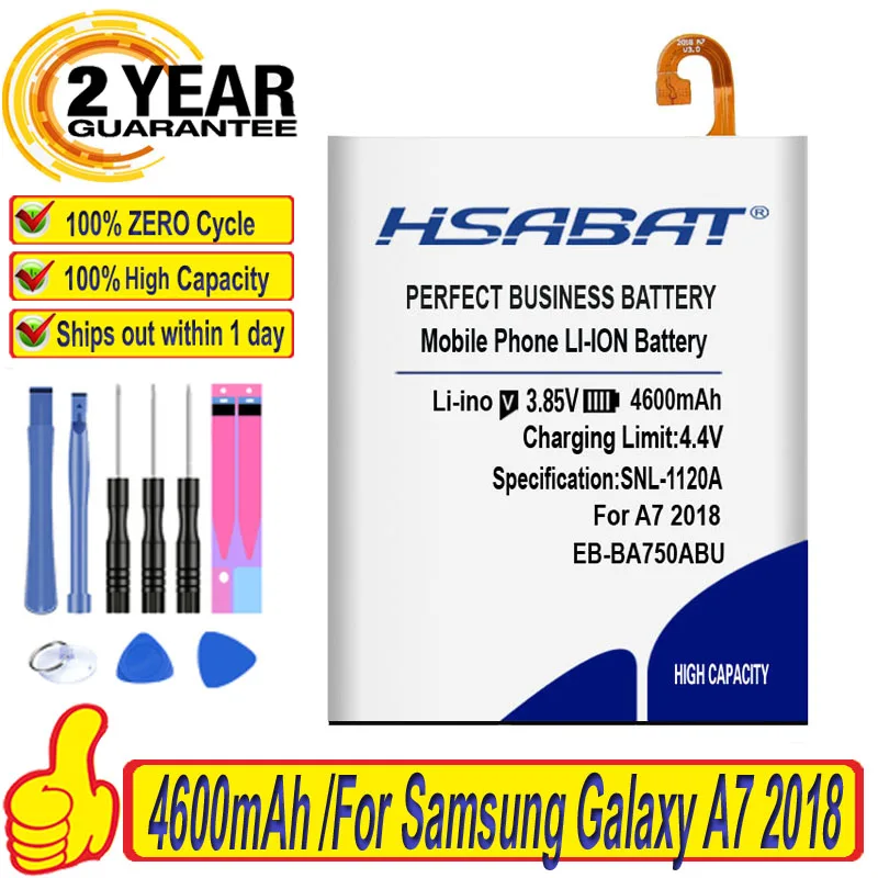 100% Оригинальный HSABAT 4600 мАч EB BA750ABU аккумулятор для Samsung Galaxy A7 2018 версия A730x A750 SM A10