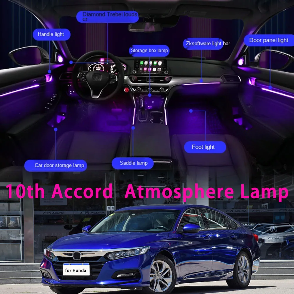 for Honda 10th Accord Car Atmosphere Lamp Special Mould Free Wiring 64 Colors Multiple Light Modes
for Honda 10th Accord Car Atmosphere Lamp Special Mould Free Wiring 64 Colors Multiple Light Modes