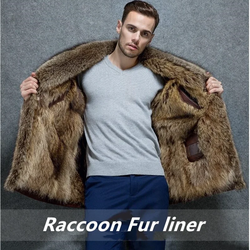 Mens Winter Cowhide Coat Real Raccoon Fur Collar Men's Genuine Leather Winter Jacket Raccoon Fur Liner Leather Jackets XXL
Mens Winter Cowhide Coat Real Raccoon Fur Collar Men's Genuine Leather Winter Jacket Raccoon Fur Liner Leather Jackets XXL