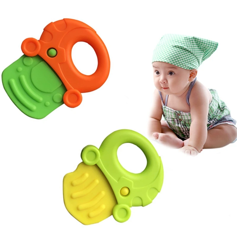 Baby Fruit Style Soft Rubber Rattle Teether Toy Newborn Chews Food Grade Silicone Teethers Infant Training Bed Chew Toys Kid | Мать и