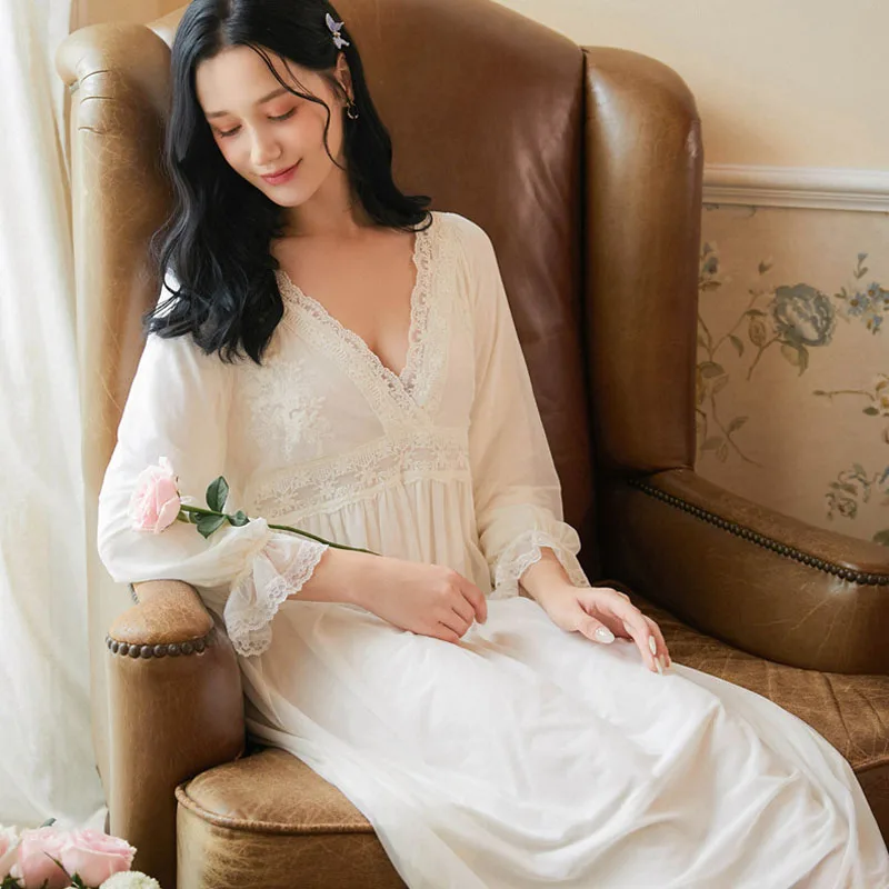 Wasteheart Women White Pink Sexy Sleepwear Night Dress Long Lace V Neck Female Nightwear Homewear Nightgown Court Gown
Wasteheart Women White Pink Sexy Sleepwear Night Dress Long Lace V Neck Female Nightwear Homewear Nightgown Court Gown