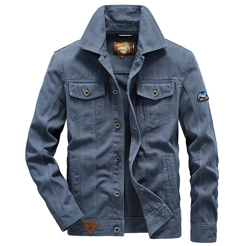 M-4XL Men's Autumn Denim Jacket High Quality Lapel Casual Long Sleeved Cotton Tops Outerwear Youth Handsome Jean Coat Streetwear 
M-4XL Men's Autumn Denim Jacket High Quality Lapel Casual Long Sleeved Cotton Tops Outerwear Youth Handsome Jean Coat Streetwear