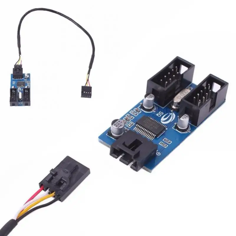 1 шт. материнская плата USB 9Pin 2 0 Женский черный Интерфейс заголовок сплиттер