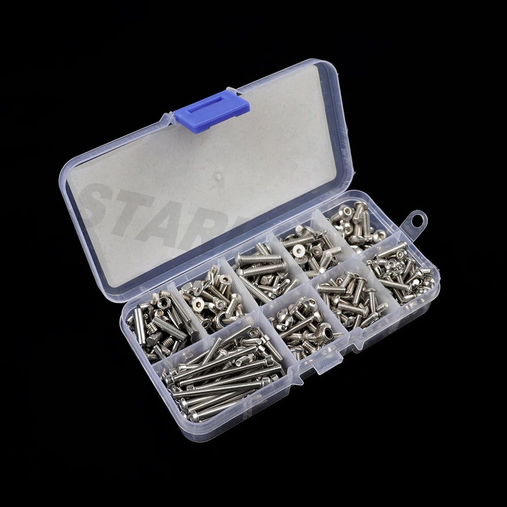 RC Cars 360pcs Stainless Steel Hexagon Socket Head Cap Screws Nut Set M2 M2.5 M3 M4 for 1/8 1/10 Bigfoot SUMMIT E-REVO
RC Cars 360pcs Stainless Steel Hexagon Socket Head Cap Screws Nut Set M2 M2.5 M3 M4 for 1/8 1/10 Bigfoot SUMMIT E-REVO