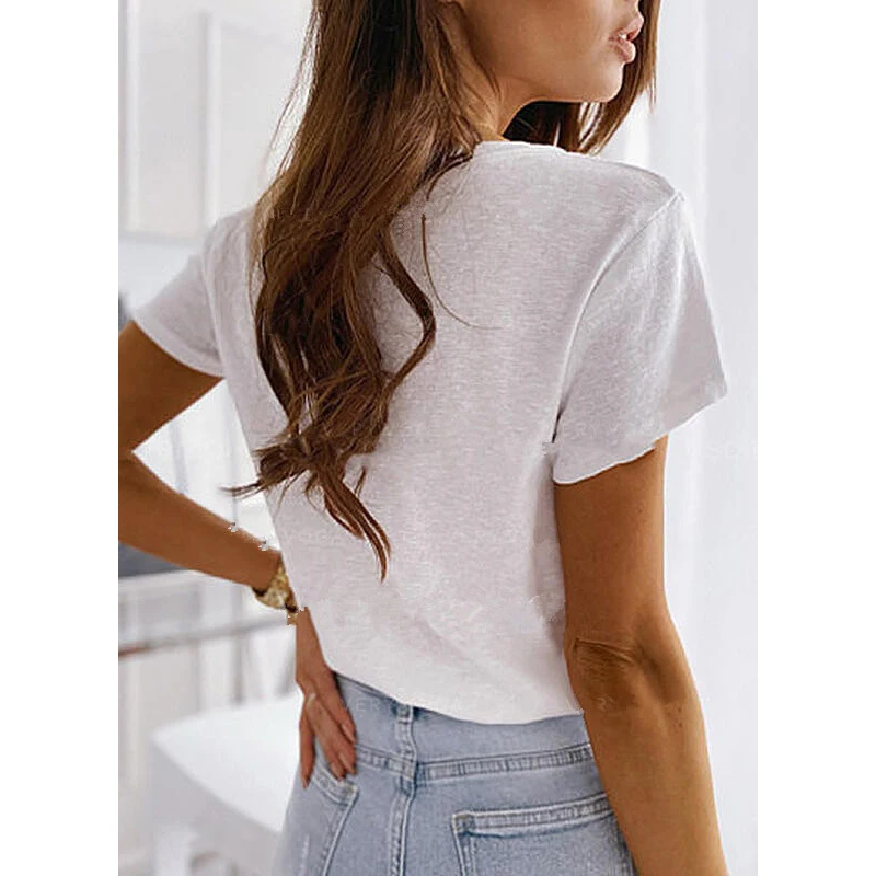 Women Sexy Summer Solid Color T-Shirts Casual V-Neck Short Sleeve Pocket Buttons Tee Shirts Ladies Pullovers Fashion Tops 2021
Women Sexy Summer Solid Color T-Shirts Casual V-Neck Short Sleeve Pocket Buttons Tee Shirts Ladies Pullovers Fashion Tops 2021