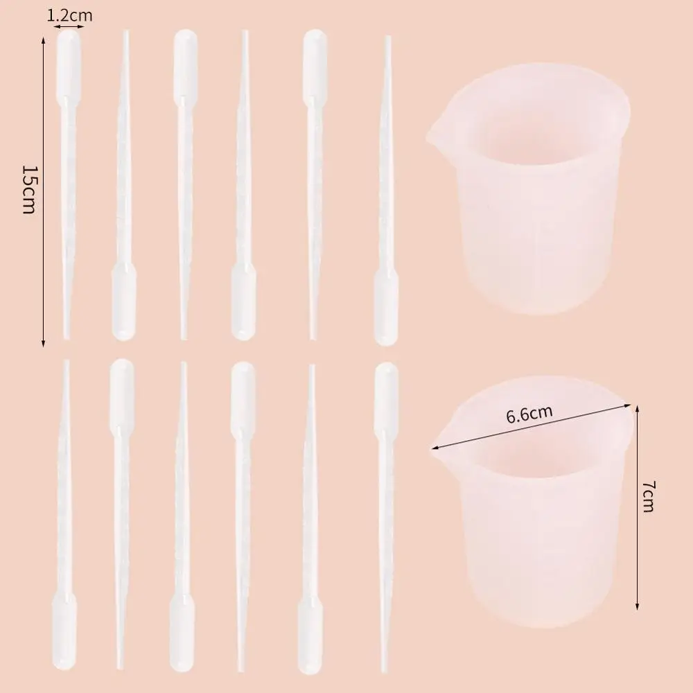 14pcs/set Crystal Silicone Measuring Cup Set 12pcs Measuring Dropper 2pcs Measuring Cup for uv resin mold jewelry making
14pcs/set Crystal Silicone Measuring Cup Set 12pcs Measuring Dropper 2pcs Measuring Cup for uv resin mold jewelry making