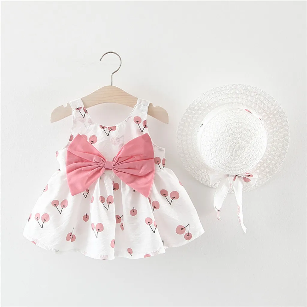 Summer Newborn Baby Girls Clothes Sleeveless Strap Cherry Print Bow Cute Princess Dresses Bow Hat Outfit bebe Clothing Set
Summer Newborn Baby Girls Clothes Sleeveless Strap Cherry Print Bow Cute Princess Dresses Bow Hat Outfit bebe Clothing Set