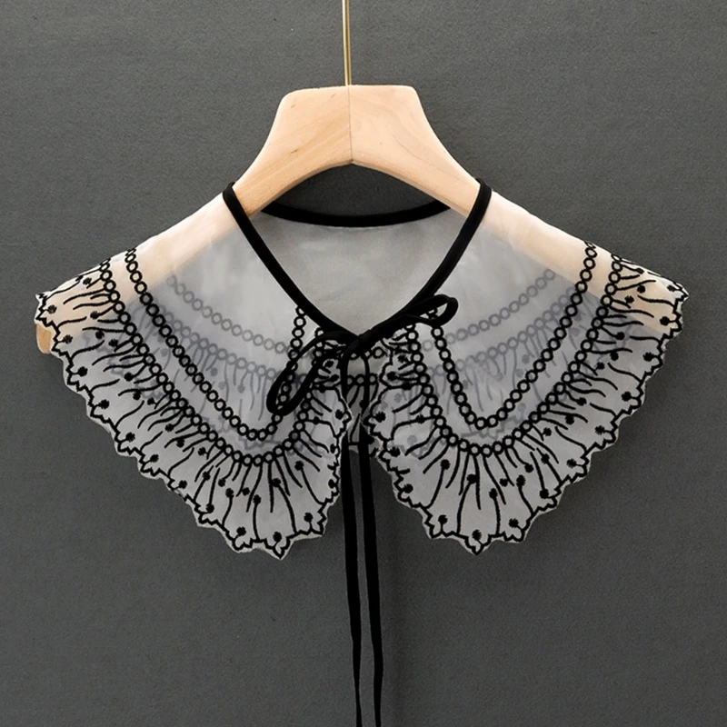 Women Lolita Decorative Fake Doll Collar Lace Shawl Capelet Hollow Out Embroidery Layered Dickey Mini Cape Self-Tie Ribbon Sheer
Women Lolita Decorative Fake Doll Collar Lace Shawl Capelet Hollow Out Embroidery Layered Dickey Mini Cape Self-Tie Ribbon Sheer