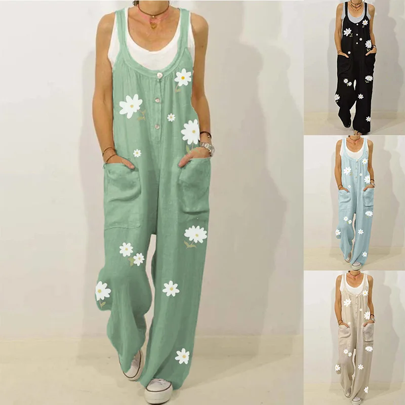 Women Summer Jumpsuit Large Size Loose Casual Women's Pants Flowers Printed Cotton Wide-leg Pants Strap Fashion Onesies 5XL K295
Women Summer Jumpsuit Large Size Loose Casual Women's Pants Flowers Printed Cotton Wide-leg Pants Strap Fashion Onesies 5XL K295