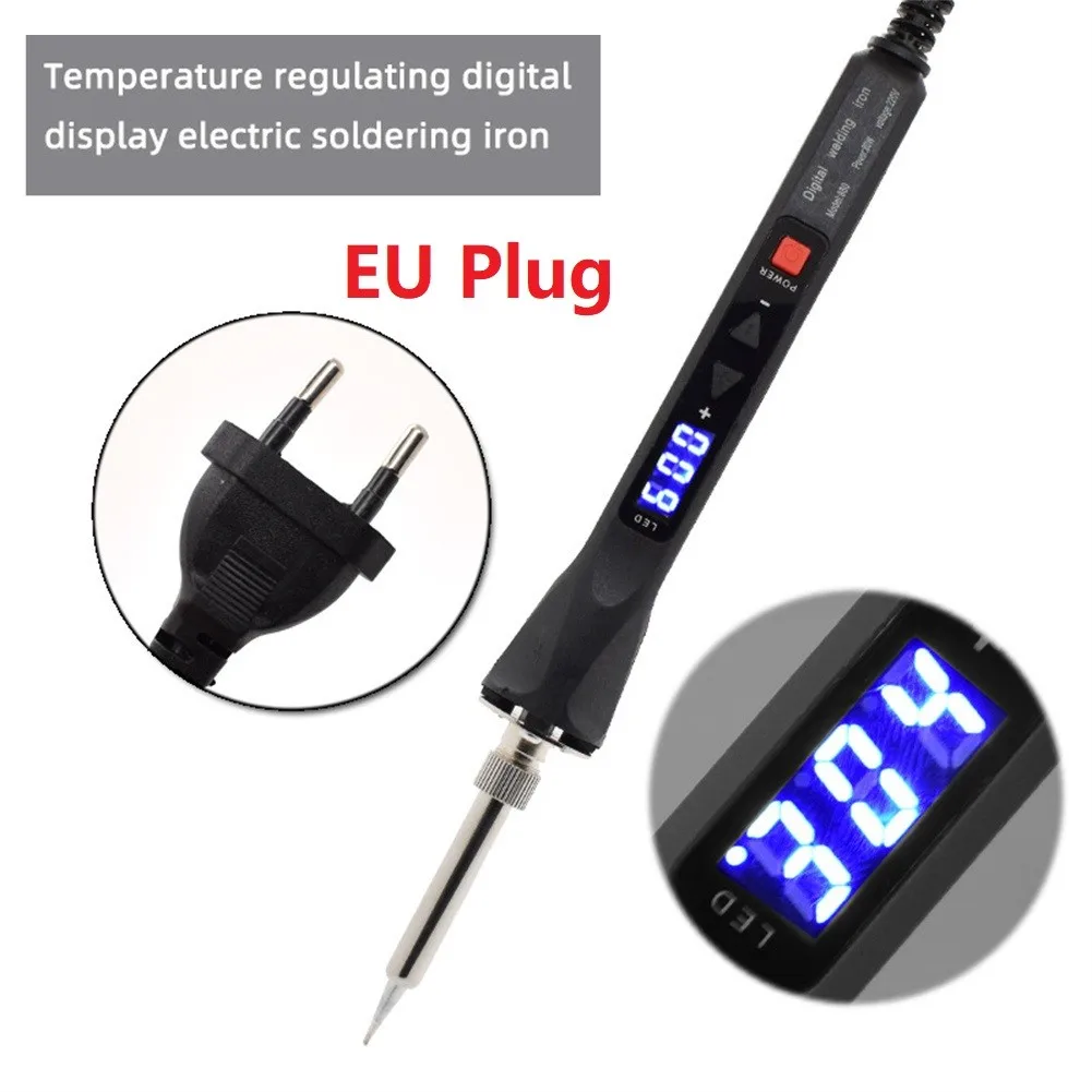 EU Plug 80W Electric Soldering Iron With Digital LCD Screen Electric Welding Tools Solder Wire Welding Repair Tools 130-240V
EU Plug 80W Electric Soldering Iron With Digital LCD Screen Electric Welding Tools Solder Wire Welding Repair Tools 130-240V