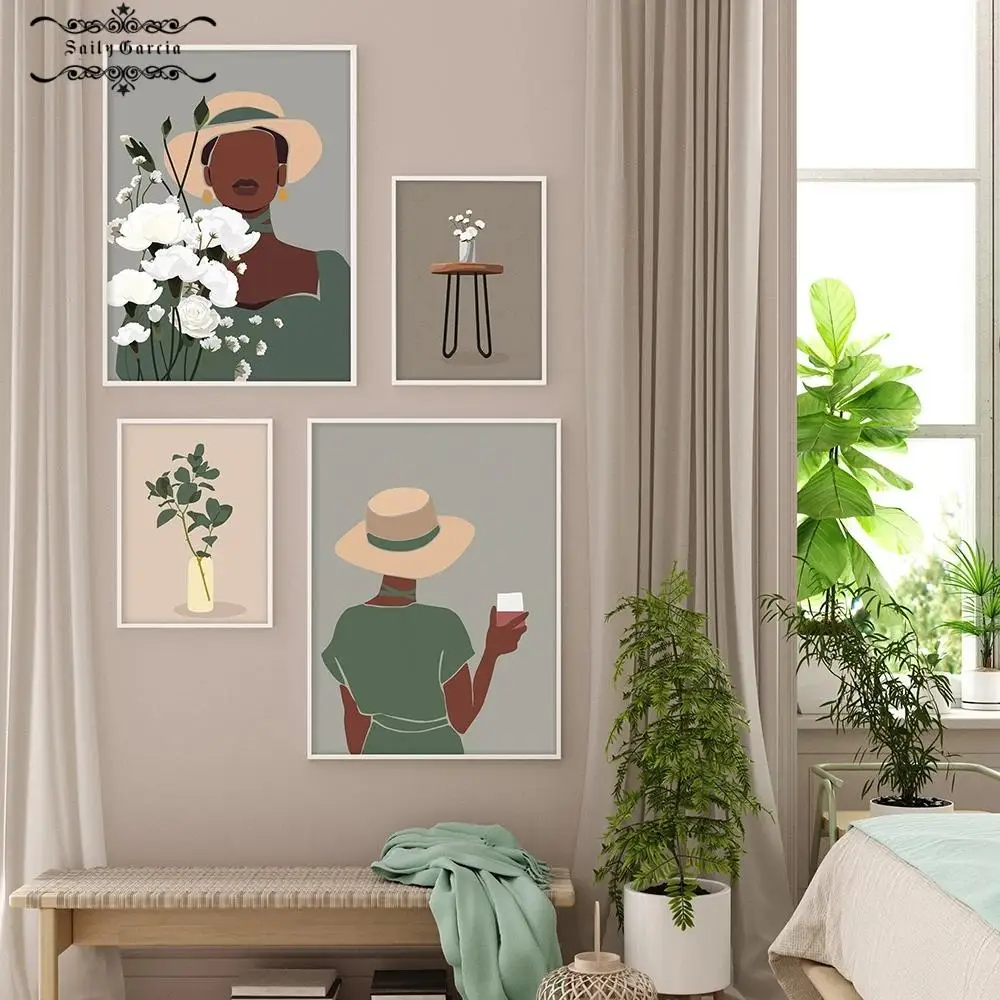 Fashion Floral Woman Black Girl Nordic Poster and Print Wall Art Canvas Painting Simple Wall Pictures for Living Room Decoration 
Fashion Floral Woman Black Girl Nordic Poster and Print Wall Art Canvas Painting Simple Wall Pictures for Living Room Decoration