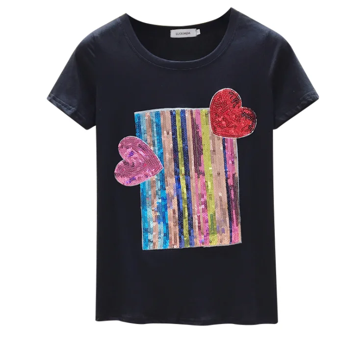 plus size 5XL!Vintage White T Shirt Women Cotton Summer Tops Female T-shirt Short Sleeve Sequined Love Black Tee Shirt
plus size 5XL!Vintage White T Shirt Women Cotton Summer Tops Female T-shirt Short Sleeve Sequined Love Black Tee Shirt