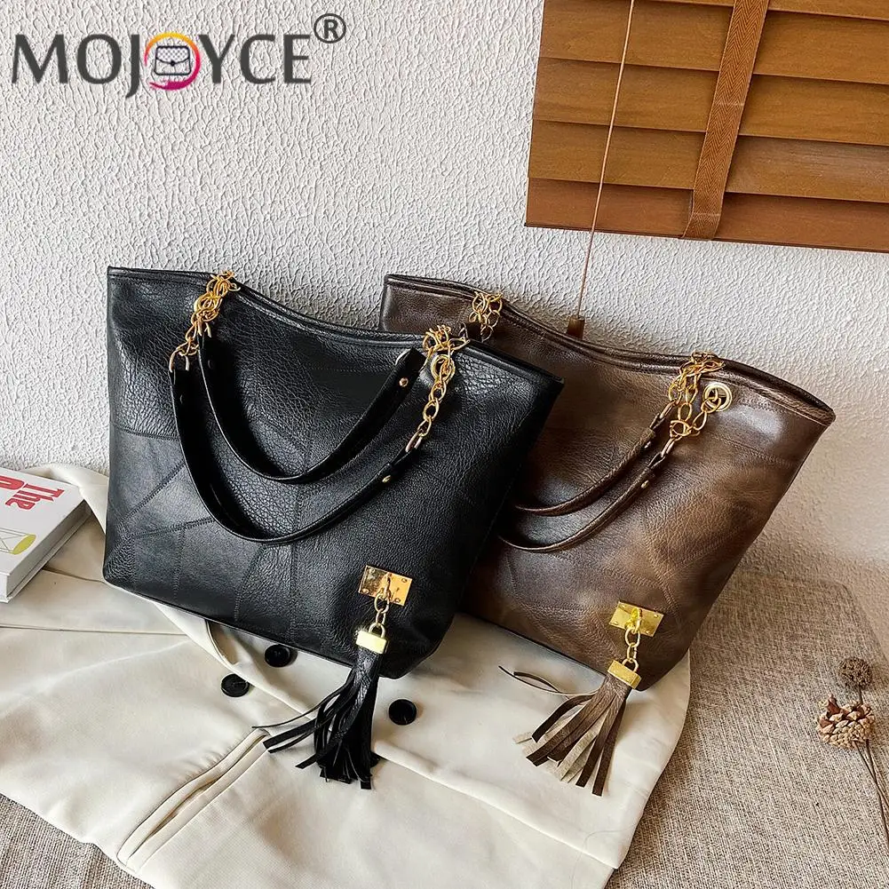Fashion Women PU Leather Chain Shoulder Tote Bag with Tassel Casual All-match Solid Color Large Capacity Shopping Handbags
Fashion Women PU Leather Chain Shoulder Tote Bag with Tassel Casual All-match Solid Color Large Capacity Shopping Handbags