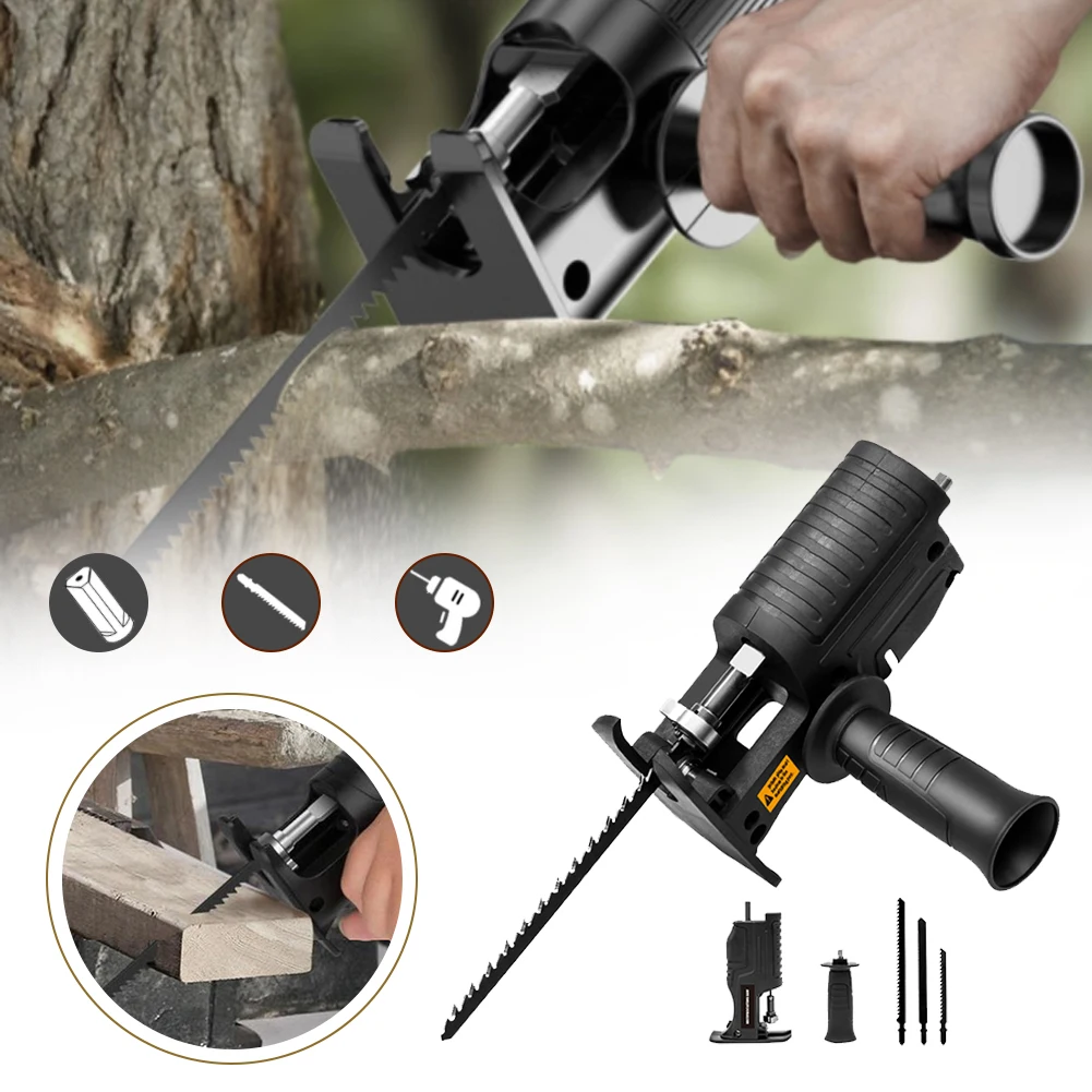 Адаптер для сабельной пилы, модифицированное приспособление для электродрели, электропила, инструмент для резки дерева, 3 лезвия 
Адаптер для сабельной пилы, модифицированное приспособление для электродрели, электропила, инструмент для резки дерева, 3 лезвия
