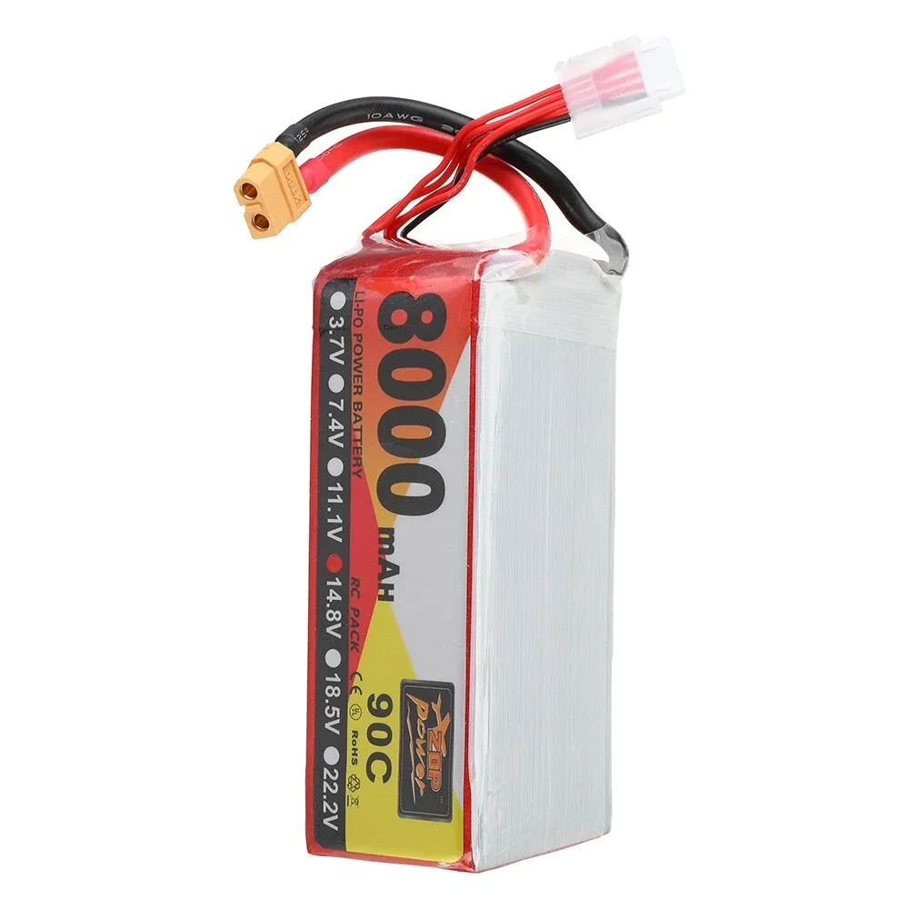 ZOP Power 14.8V 8000mAh 90C 4S Lipo Battery XT60 Plug for RC Racing Drone 
ZOP Power 14.8V 8000mAh 90C 4S Lipo Battery XT60 Plug for RC Racing Drone