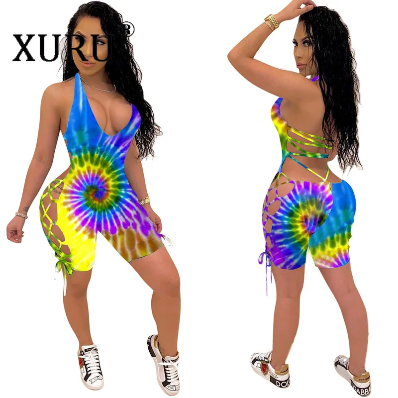 XURU Hot Selling Sexy Suspenders Hanging Neck Jumpsuit Tie-dye Printing Cutout Jumpsuit
XURU Hot Selling Sexy Suspenders Hanging Neck Jumpsuit Tie-dye Printing Cutout Jumpsuit