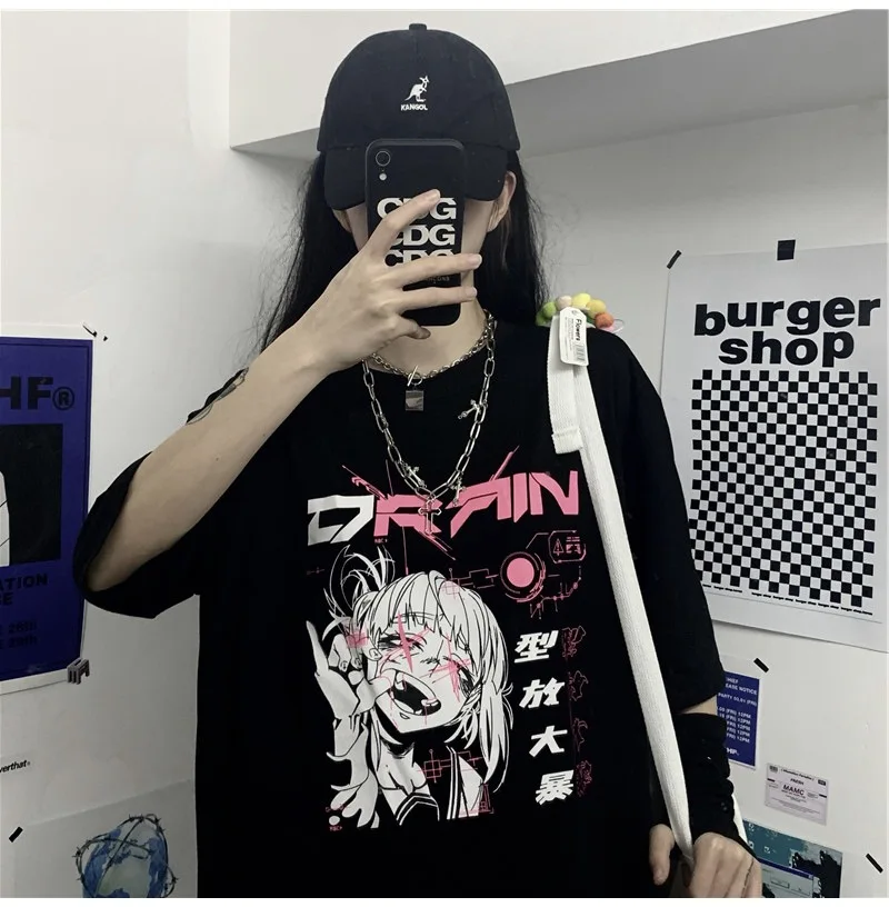 Harajuku Women T-shirts 2021 Anime Print Gothic Clothes Summer Short Sleeve Black Streetwear MINGLIUSILI Casual Top Female
Harajuku Women T-shirts 2021 Anime Print Gothic Clothes Summer Short Sleeve Black Streetwear MINGLIUSILI Casual Top Female