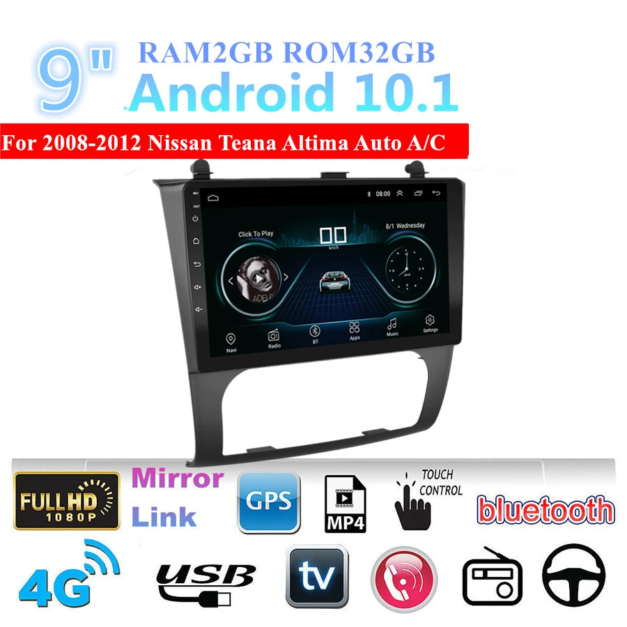 9-дюймовый Android 10,1 автомобильный проигрыватель с радио и GPS 2 + 32 ГБ для Nissan Teana Altima 2008-2012 Auto A/C
9-дюймовый Android 10,1 автомобильный проигрыватель с радио и GPS 2 + 32 ГБ для Nissan Teana Altima 2008-2012 Auto A/C