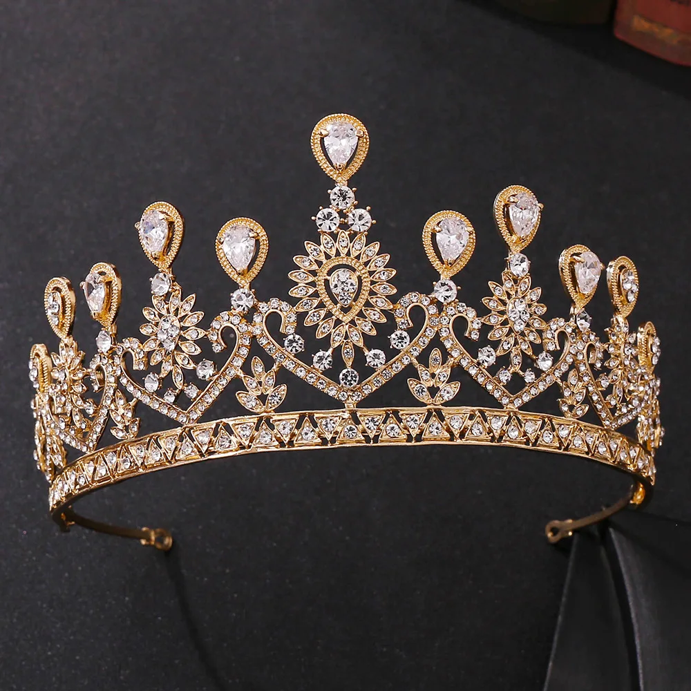 

Baroque Retro Gold Color Crystal Peacock Bridal Tiaras Crowns Rhinestone Pageant Diadem Bride Headband Wedding Hair Accessories