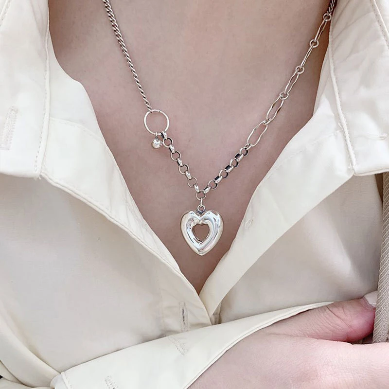 Evimi 925 Standard Silver Geometric Heart Necklaces for Women Temperament Clavicle Chain Hot Sell French Jewelry
Evimi 925 Standard Silver Geometric Heart Necklaces for Women Temperament Clavicle Chain Hot Sell French Jewelry