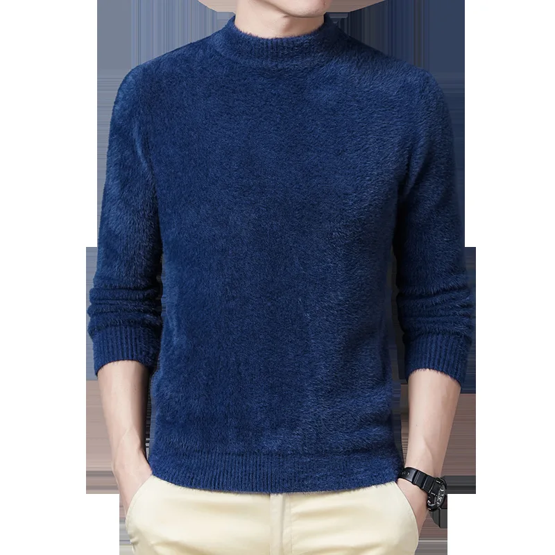 Winter New Handsome Men's Sweater Men's Half High Neck Cold-proof Warm Bottoming Shirt Pullover Imitation Mink Velvet Sweater 
Winter New Handsome Men's Sweater Men's Half High Neck Cold-proof Warm Bottoming Shirt Pullover Imitation Mink Velvet Sweater