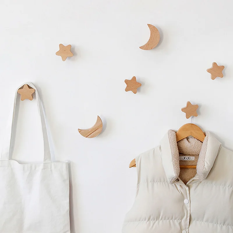 No Drilling Wooden Star Moon Wall Coat Hook Towels Coat Bags Clothes Storage Hook Bedroom Robe Hook Wall Living Room Decorations
No Drilling Wooden Star Moon Wall Coat Hook Towels Coat Bags Clothes Storage Hook Bedroom Robe Hook Wall Living Room Decorations