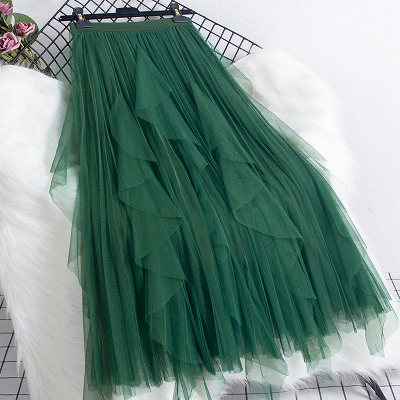 TIGENA Fashion Ruffles Tutu Tulle Skirt Women Korean Casual Solid A Line High Waist Pleated Midi Long Skirt Female Green Pink
TIGENA Fashion Ruffles Tutu Tulle Skirt Women Korean Casual Solid A Line High Waist Pleated Midi Long Skirt Female Green Pink