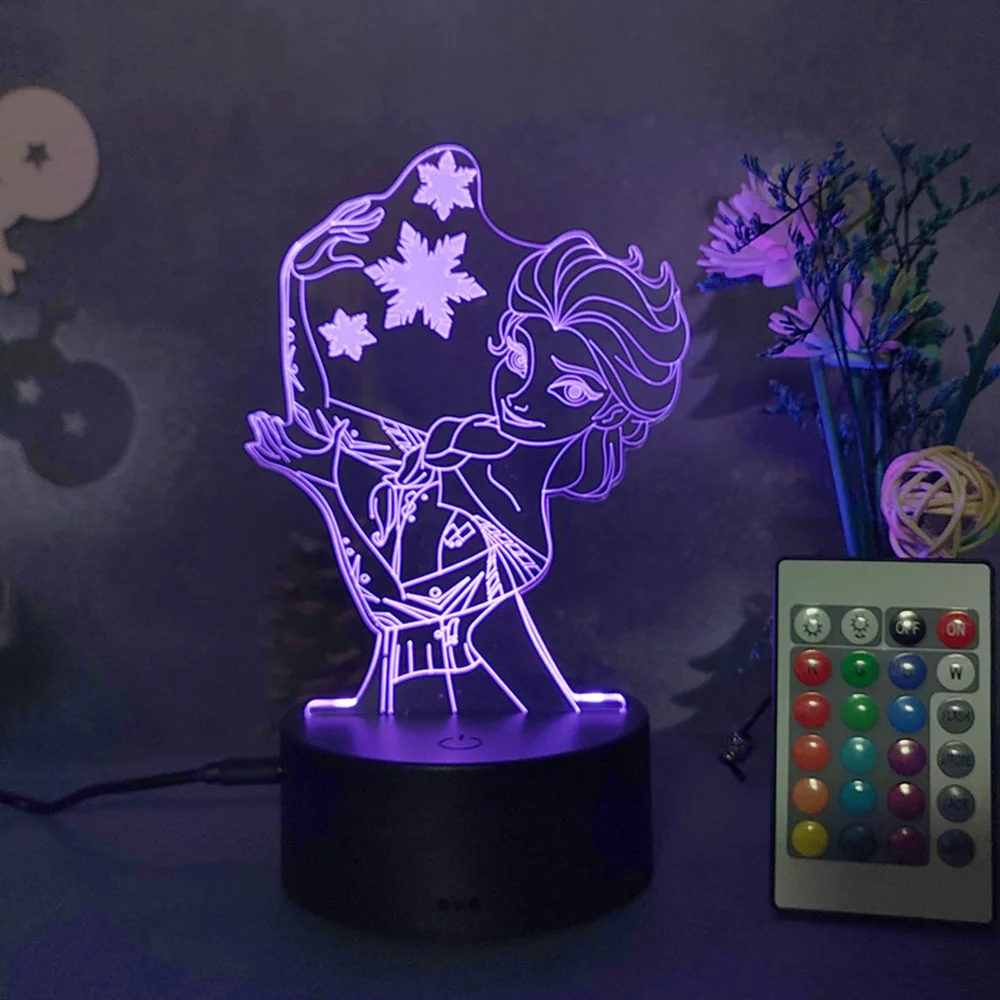 3D Small Night Light Touch Remote Control LED Birthday Gift Color Gradient USB Elsa Princess Ice And Snow Series Creative Light
3D Small Night Light Touch Remote Control LED Birthday Gift Color Gradient USB Elsa Princess Ice And Snow Series Creative Light