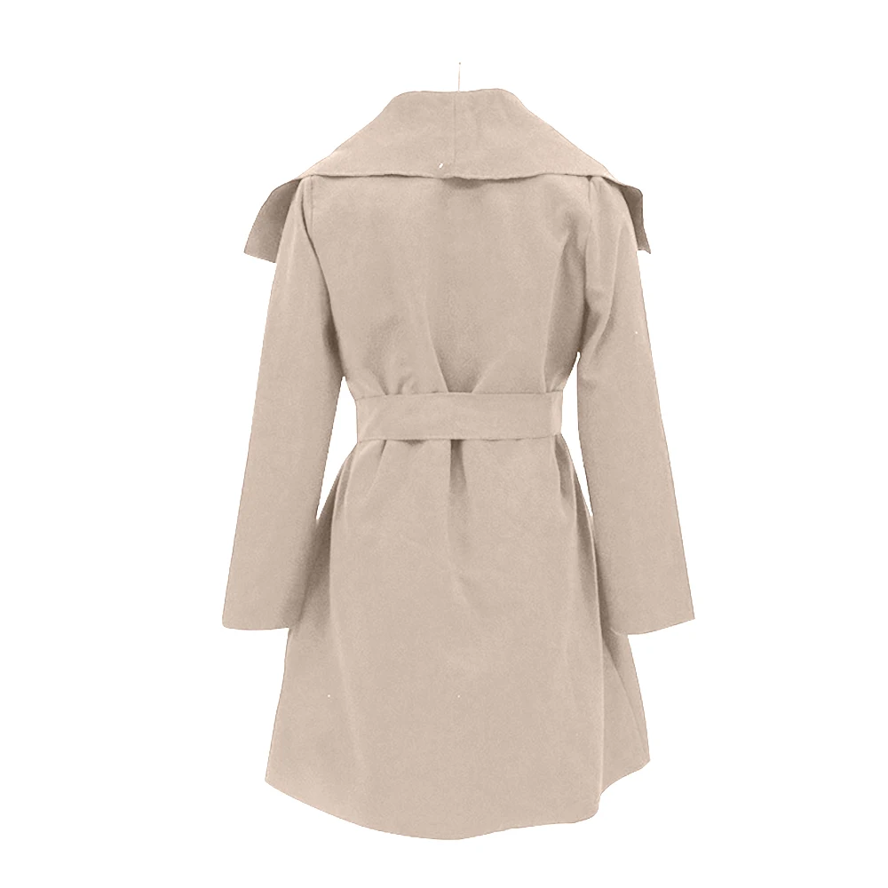 

VICABO Long Wool Blends Coat Office Lady Trench Coat Women Turn Down Collar Cardigans Solid Color Autumn Winter Outwear