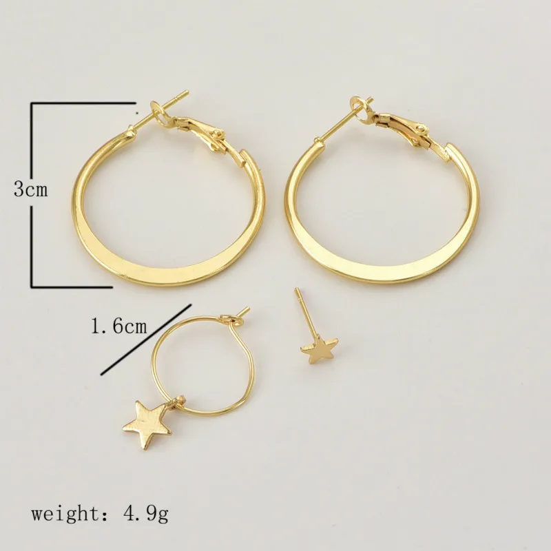 New fashion fashion creative trend five-pointed star earrings round combination women's earrings
New fashion fashion creative trend five-pointed star earrings round combination women's earrings