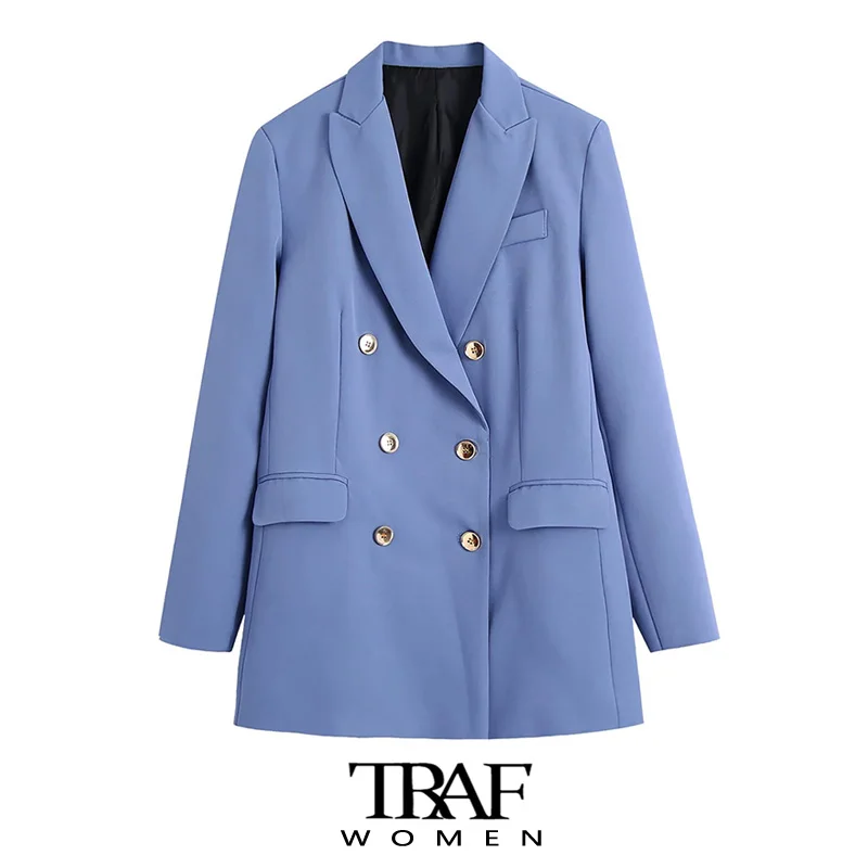 TRAF Women Fashion Double Breasted Loose Blazer Coat Vintage Long Sleeve Flap Pockets Female Outerwear Chic Veste Femme
TRAF Women Fashion Double Breasted Loose Blazer Coat Vintage Long Sleeve Flap Pockets Female Outerwear Chic Veste Femme