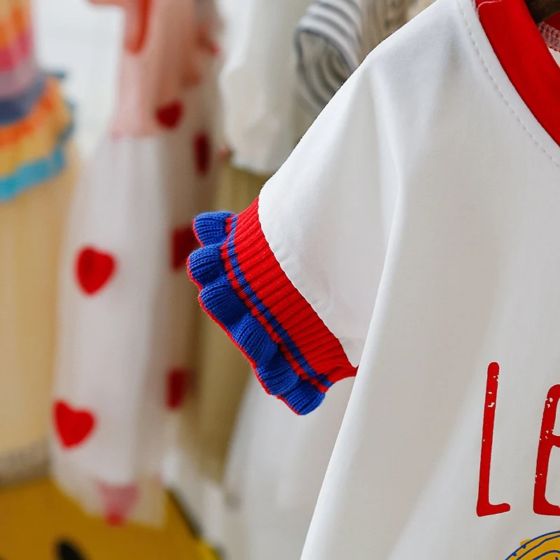 Girls Summer New T-Shirt Fashion Printing Baby T-Shirt Children Letter Short Sleeve T-Shirt Lace Contrast Color Round Neck Shirt
Girls Summer New T-Shirt Fashion Printing Baby T-Shirt Children Letter Short Sleeve T-Shirt Lace Contrast Color Round Neck Shirt
