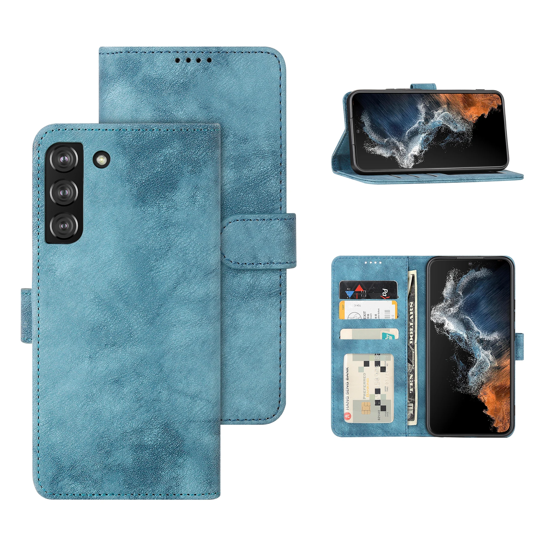 

Чехол-бумажник для Samsung Galaxy S22 Plus, ударопрочный защитный флип-чехол из искусственной кожи с отделением для карт и подставкой