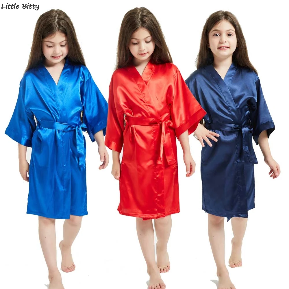 Фото Атласные пижамные комплекты Подростковая Пижама для маленьких девочек детские