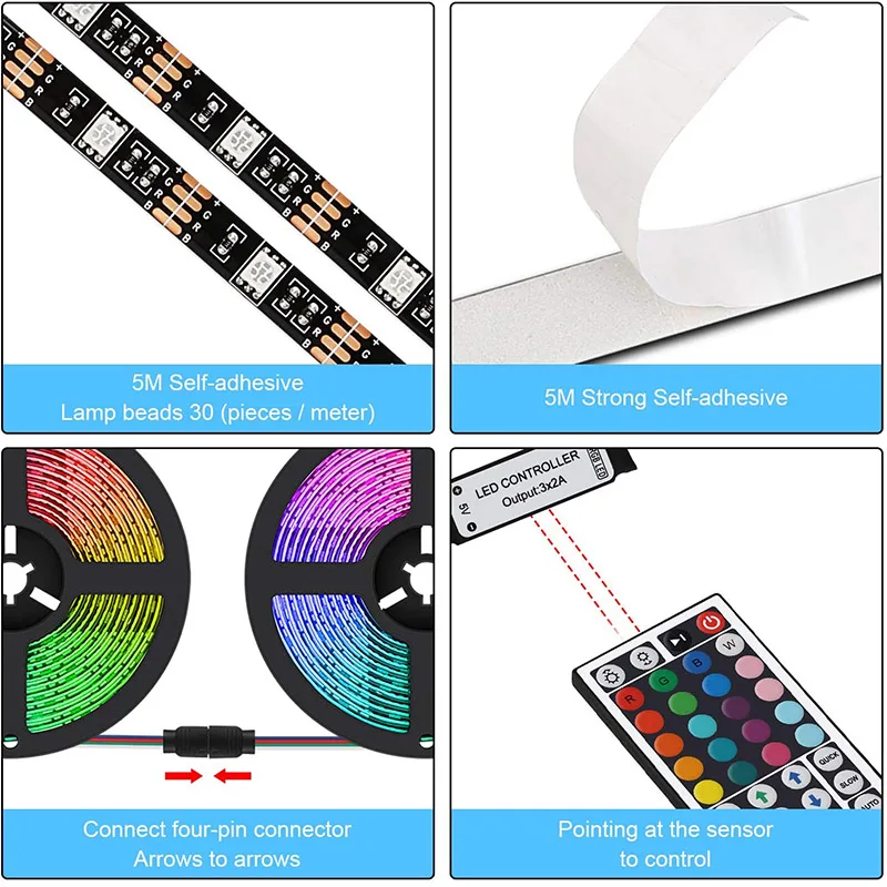 LED Strip RGB Waterproof Multicolor Flexible with 44 Keys Remote Control Decoration Dropshipping
LED Strip RGB Waterproof Multicolor Flexible with 44 Keys Remote Control Decoration Dropshipping