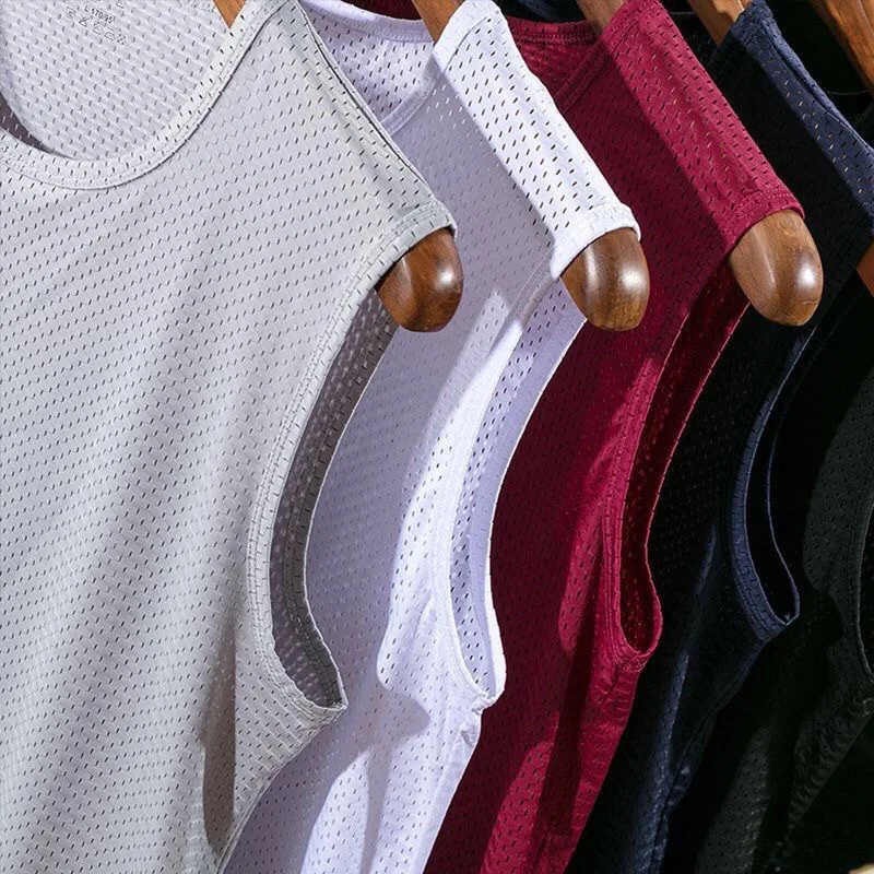 Summer Ice Silk Vest Men's Tide Thin Mesh Hole Breathable Fast Dry Sports Wide Shoulder Men's Sleeveless T-shirt Men Tank Top
Summer Ice Silk Vest Men's Tide Thin Mesh Hole Breathable Fast Dry Sports Wide Shoulder Men's Sleeveless T-shirt Men Tank Top