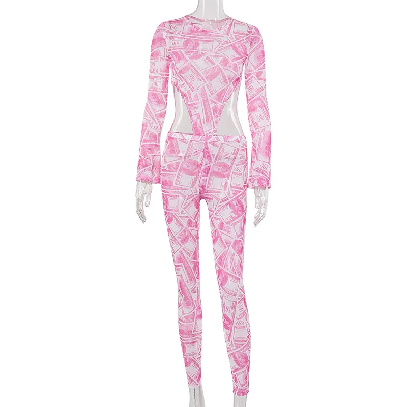 2 Piece Set Women Pants 2020 Summer Pink Sexy Club Outfits Dollar Print Mesh Set Two Piece Set Top and Pants Pantalon Femme Ropa
2 Piece Set Women Pants 2020 Summer Pink Sexy Club Outfits Dollar Print Mesh Set Two Piece Set Top and Pants Pantalon Femme Ropa