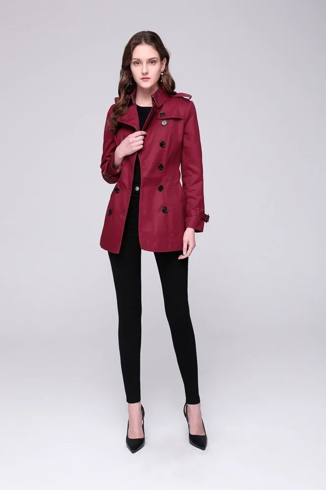 British trench coat lady short temperament slim popular khaki double breasted trench coat
British trench coat lady short temperament slim popular khaki double breasted trench coat