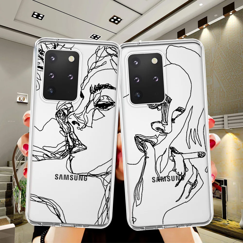 Etui поцелуй проведенными линиями Art Love чехол для телефона Samsung Galaxy S7 край S8 S9 S10 Lite