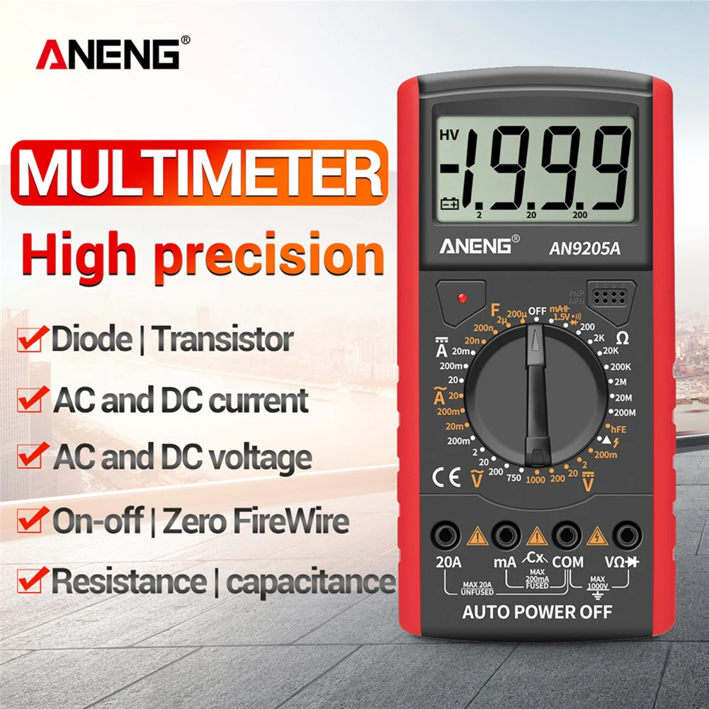 ANENG AN9205A+ LCD Digital Multimeter Voltmeter Ammeter Resistance Tester
ANENG AN9205A+ LCD Digital Multimeter Voltmeter Ammeter Resistance Tester