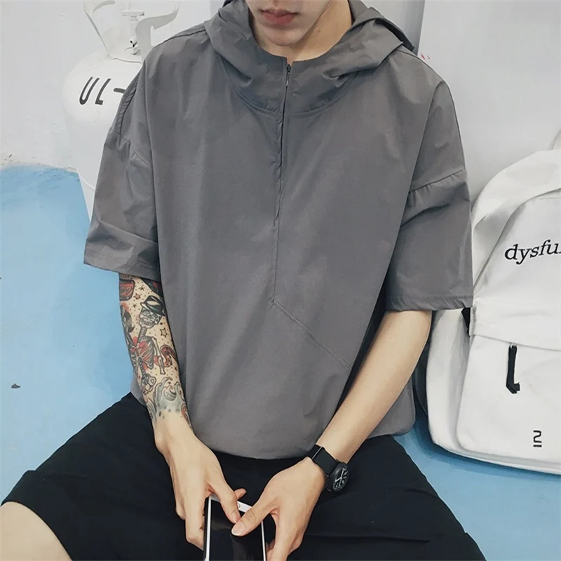 ins HOT Men's Short Sleeve Hoodie Sweatshirt Casual Solid Hooded Shirt Summer Outwear C5
ins HOT Men's Short Sleeve Hoodie Sweatshirt Casual Solid Hooded Shirt Summer Outwear C5