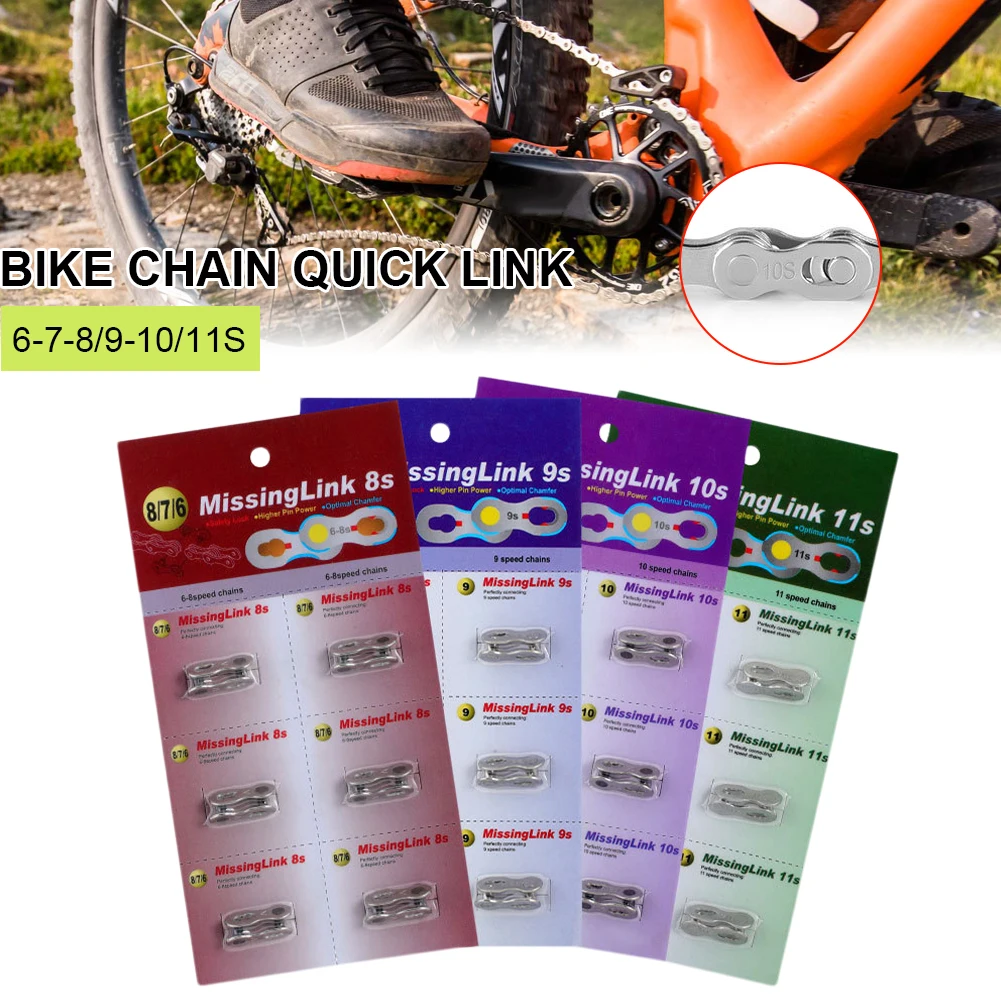 6Pair Bike Chain Missing Link Reusable Quick Connector Link for 6 7 8 9 10 11 12 Speed for Road Mountain Bike Bicycle Chain
6Pair Bike Chain Missing Link Reusable Quick Connector Link for 6 7 8 9 10 11 12 Speed for Road Mountain Bike Bicycle Chain