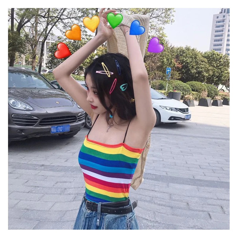 Rainbow Striped Bottoming Camisole for Women 2020 Summer Casual Sexy Vest Female Knitted Slim Tank Top Feminio
Rainbow Striped Bottoming Camisole for Women 2020 Summer Casual Sexy Vest Female Knitted Slim Tank Top Feminio