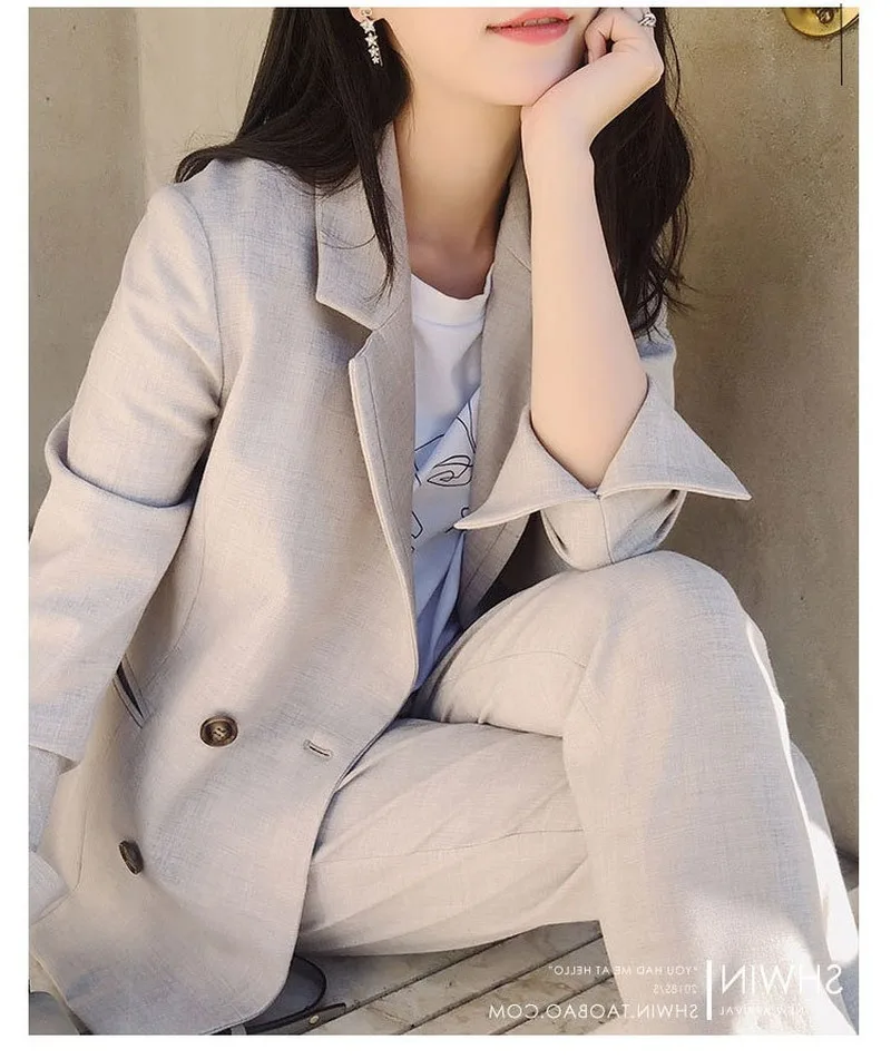 Women's Early Autumn Chic Pants Suit Temperament Blazer + Slim Pant Two Pieces Set
Women's Early Autumn Chic Pants Suit Temperament Blazer + Slim Pant Two Pieces Set