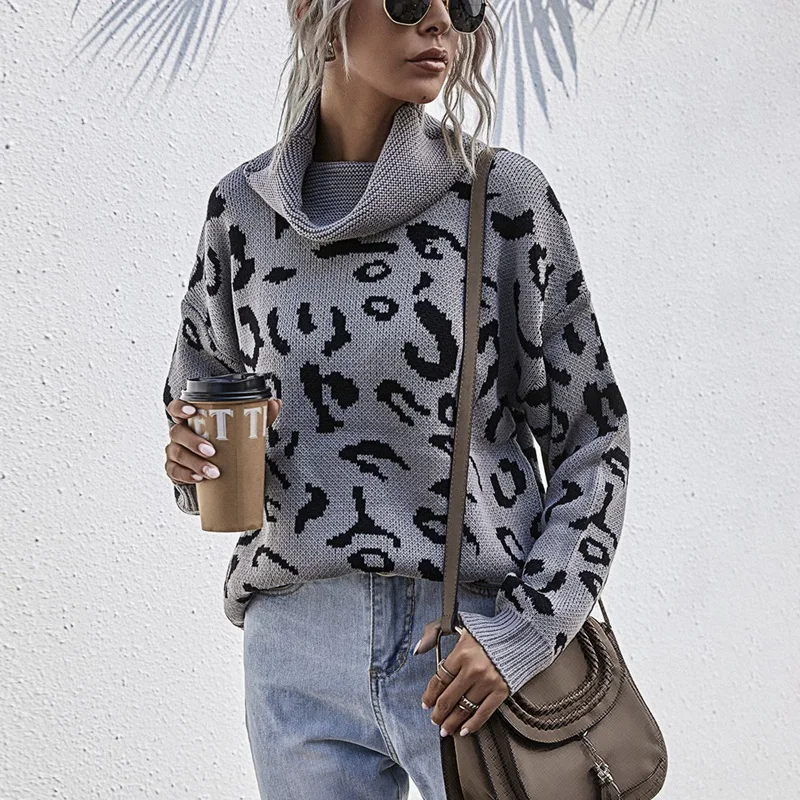 Women's Fashion Casual Split Knit Sweater Leopard Print 2-Lapel Pullover Sweater
Women's Fashion Casual Split Knit Sweater Leopard Print 2-Lapel Pullover Sweater