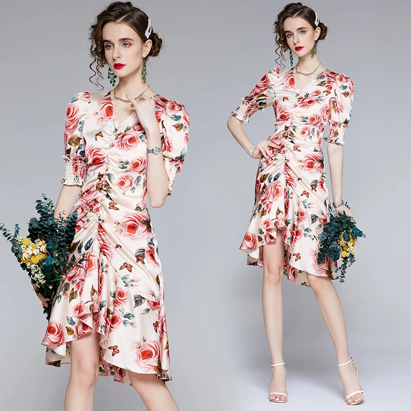 Dress Summer Elegant Vintage Shirring Floral Print Dresses Women French Romantic Party Vacation Casual High Waist Dress Ladies
Dress Summer Elegant Vintage Shirring Floral Print Dresses Women French Romantic Party Vacation Casual High Waist Dress Ladies